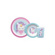 Kit Alimentação Prato Bowl Copo Bebe Divertido Animal Fun Unicórnio