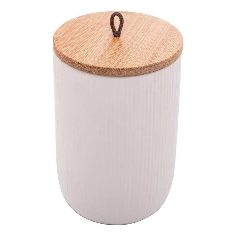Potiche Lyor Lines De Ceramica Branco 10cm X 10cm X 15cm Branco