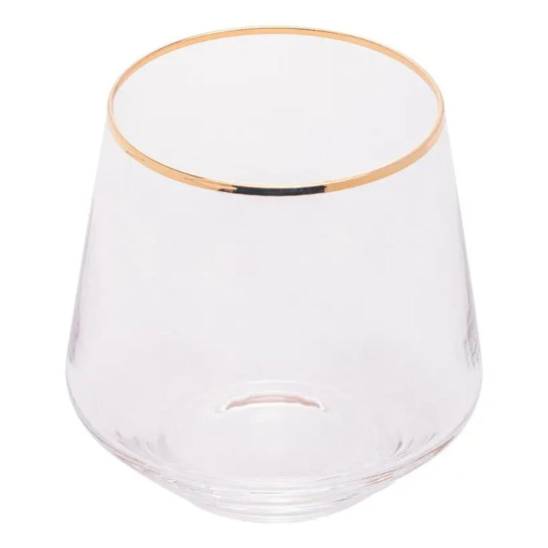 2 Copos Baixos Com Fio De Ouro 330ml - Wolff Dourado