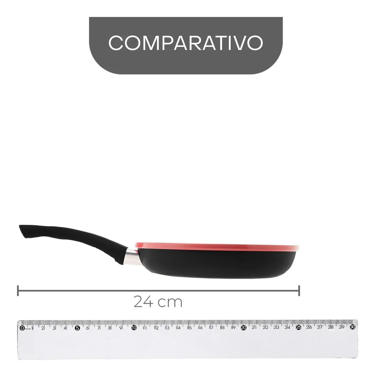 Frigideira De Indução Em Alumínio Com Revestimento Cerâmico Grande Indução Chef Pro Vermelha 24cm Lyor Vermelho