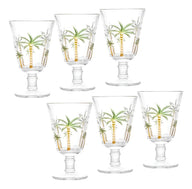 6 Taças De Cristal Verde 240ml Palm Hand Painting - Lyor