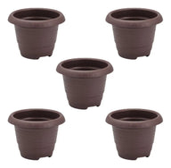 Kit 5 Vasos Plásticos Redondo 5 Litros Marrom Casa Jardim Marrom Lisa