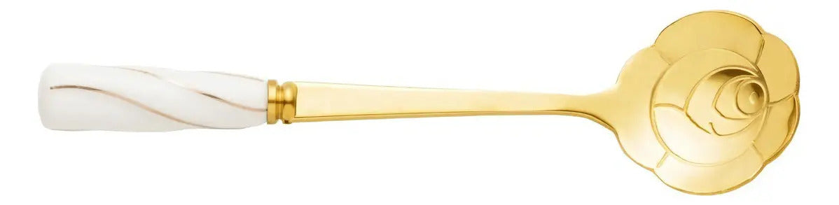 4 Colheres Wolff Flowers De Aço Inox Dourado/branco Branco Com Dourado