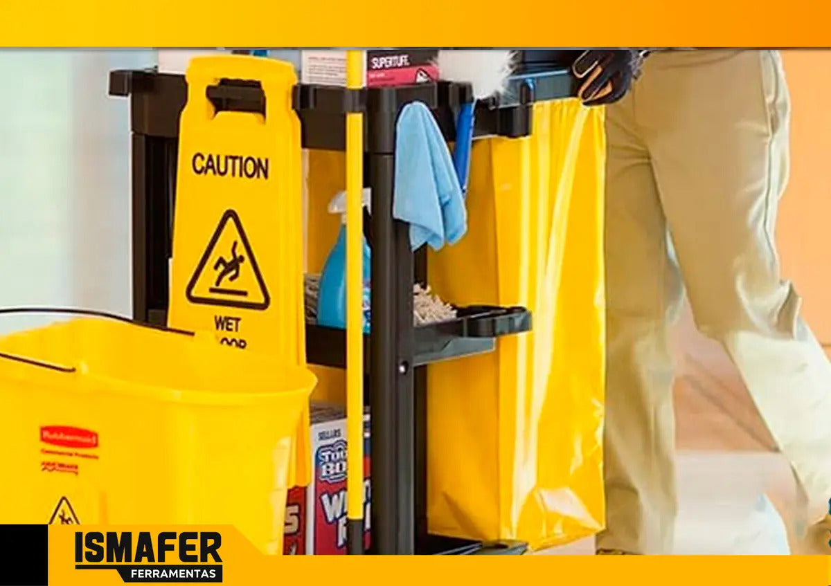 Carro De Limpeza Multifuncional Com Saco Coletor Perfect Preto
