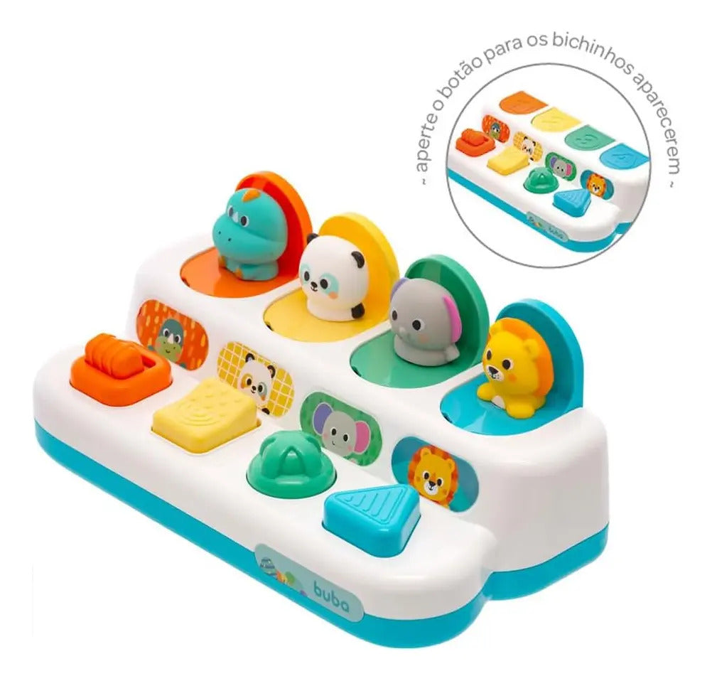 Buba Pop-up Brinquedo Infantil Pop-up Zoo Animais Multicor Laranja;amarelo;verde;turquesa