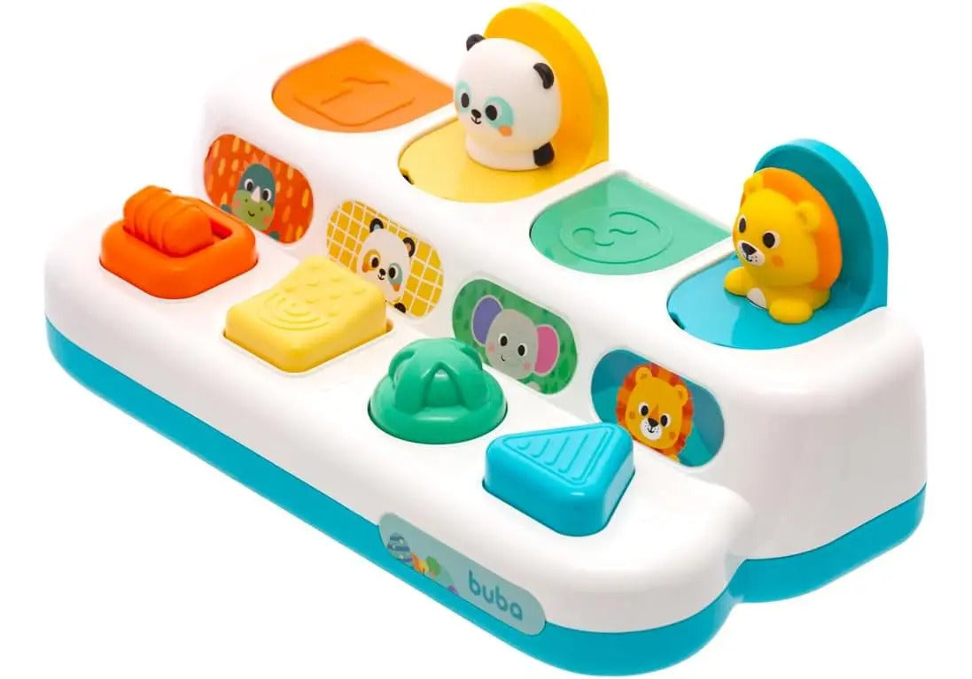 Buba Pop-up Brinquedo Infantil Pop-up Zoo Animais Multicor Laranja;amarelo;verde;turquesa