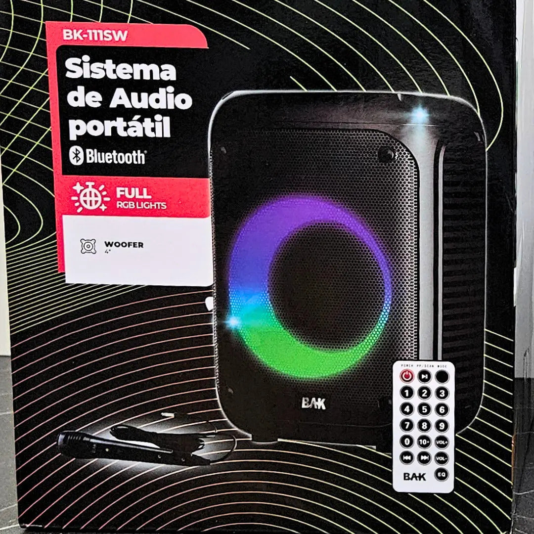 Caixa De Som Bluetooth C/ Microfone Radio 10w Bk-111sw - Bak Preto 127/220v