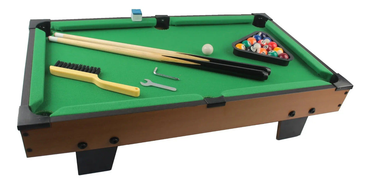 Mini Mesa De Sinuca Bilhar Snooker Portátil Tacos Bola 64 Cm Verde