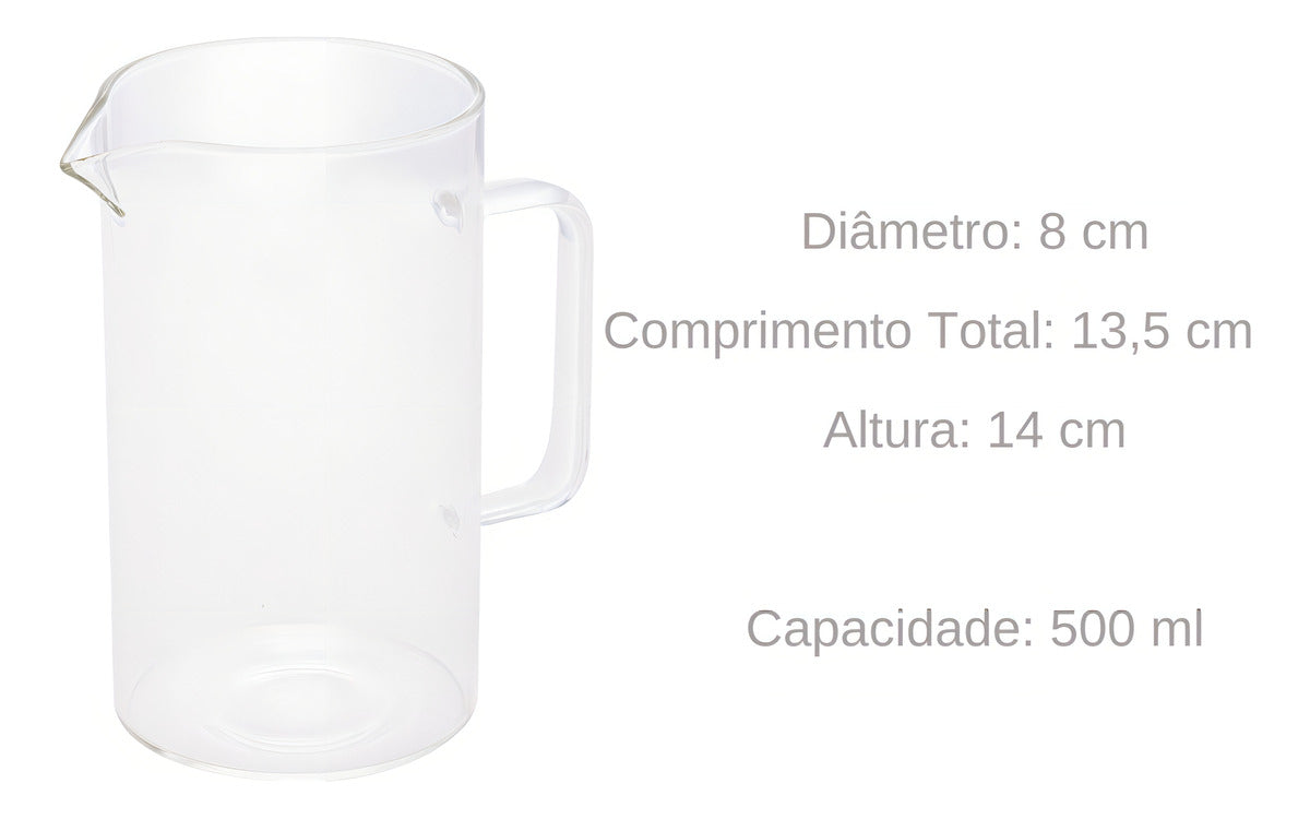 Leiteira Jarra De Vidro 500 Ml Cinza