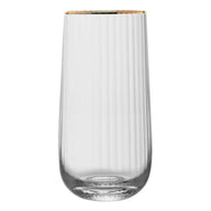 2 Copos Altos Com Fio De Ouro Vidro 450ml Lines - Wolff Incolor