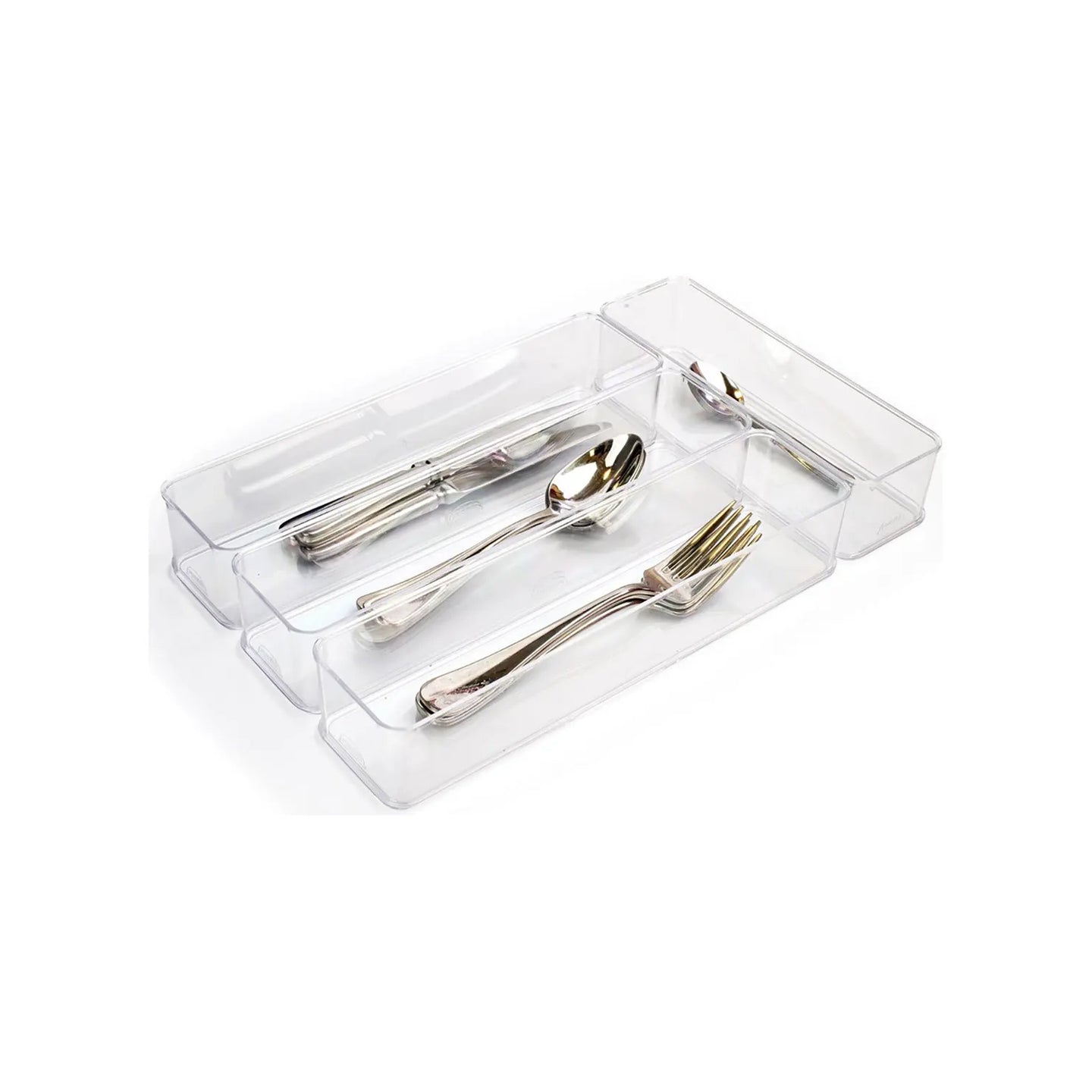 Kit 4 Organizadores Modulares para Talheres Transparente – Plastutti