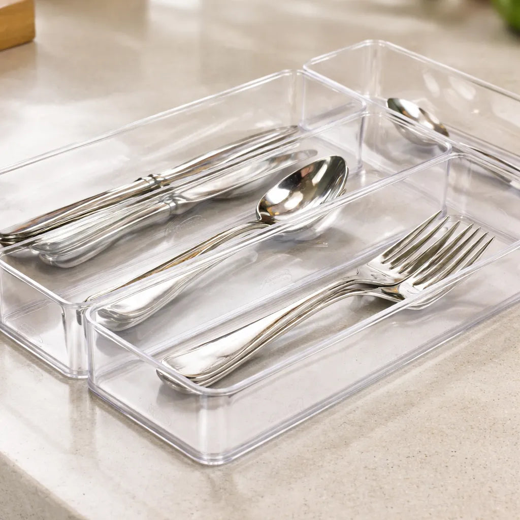Kit 4 Organizadores Modulares para Talheres Transparente – Plastutti