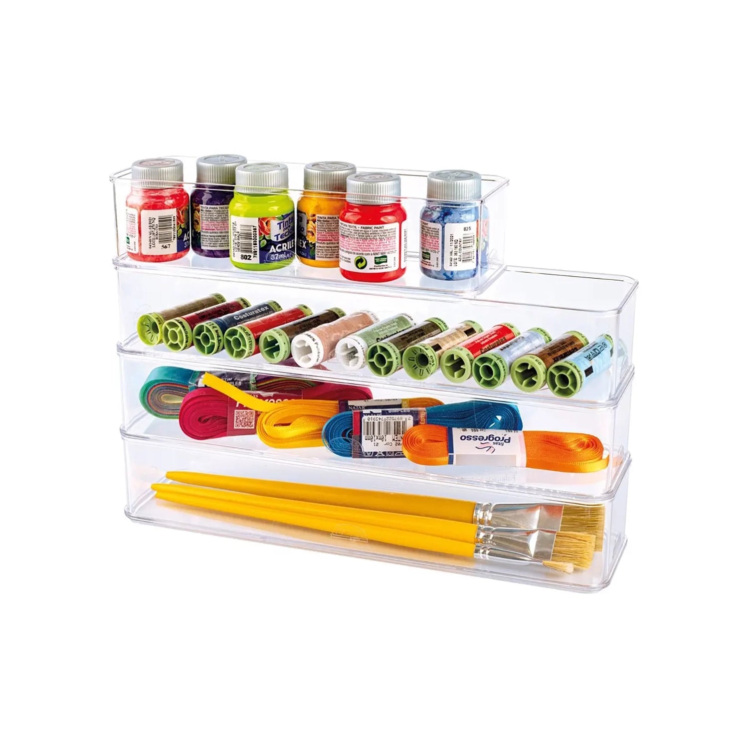 Kit 4 Organizadores Modulares para Talheres Transparente – Plastutti