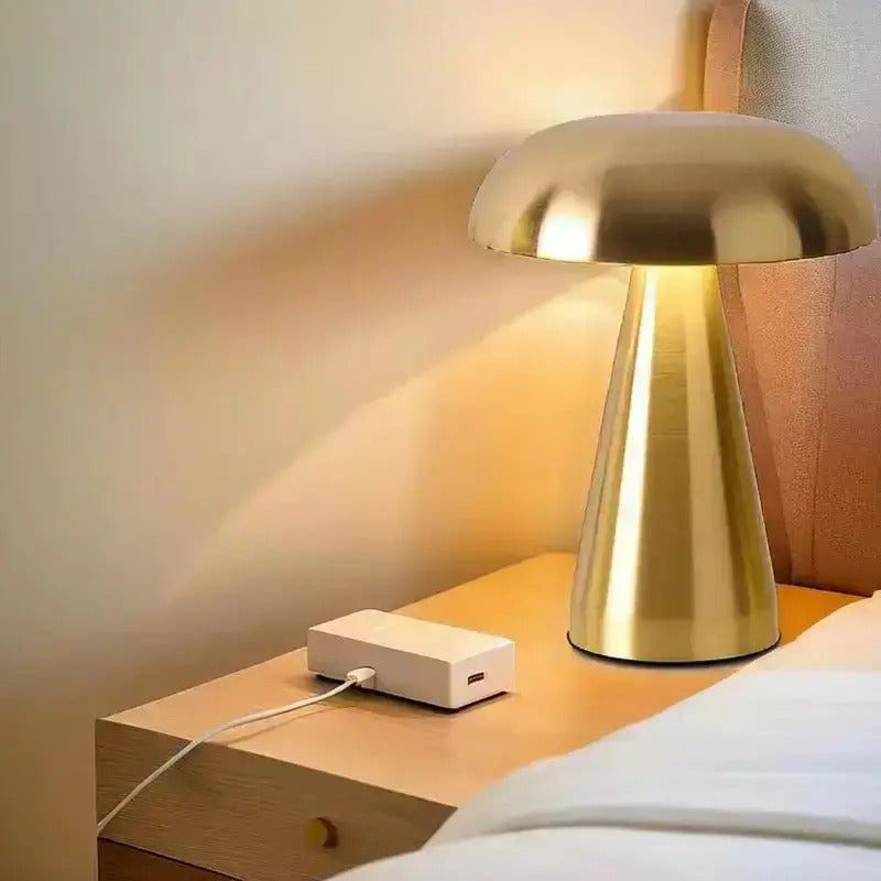 Luminária De Mesa Led 3 Tons Dourada Usb Mushroom Dourado-escuro 220v