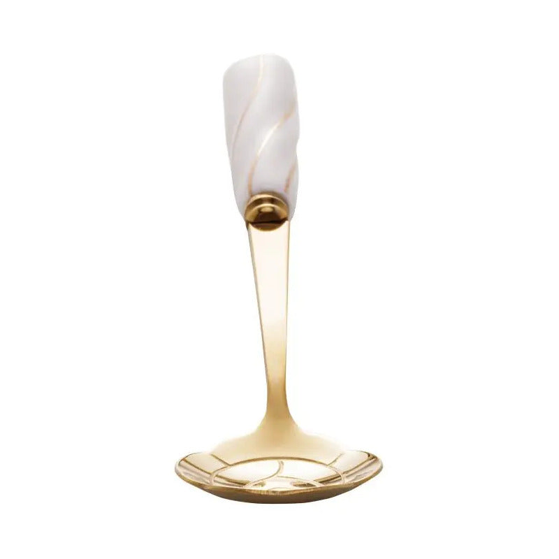 4 Colheres Wolff Flowers De Aço Inox Dourado/branco Branco Com Dourado