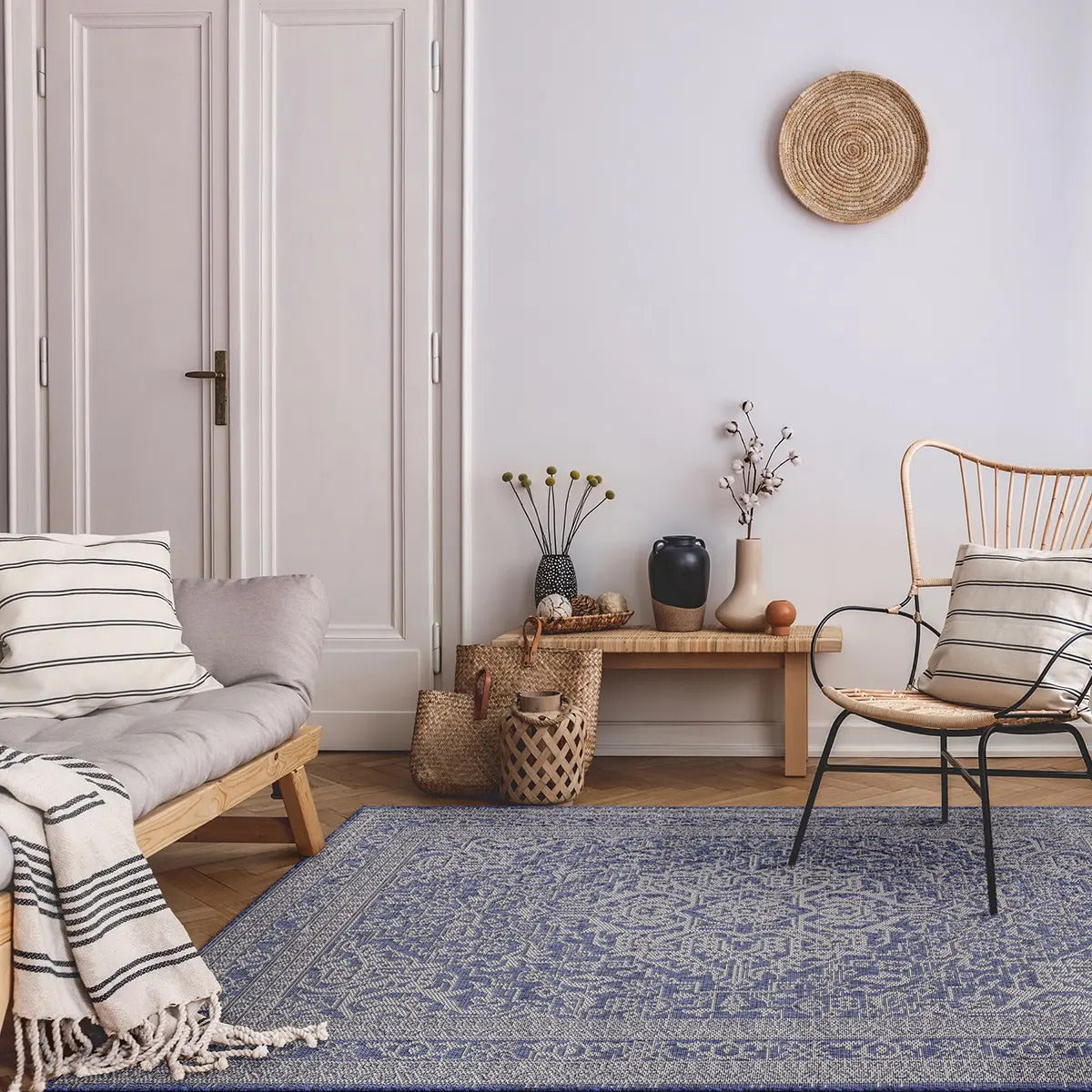 Tapete Sisalis Para Area Interna E Externa 250x300cm 3 M 2.5 M Classic Azul Marfim