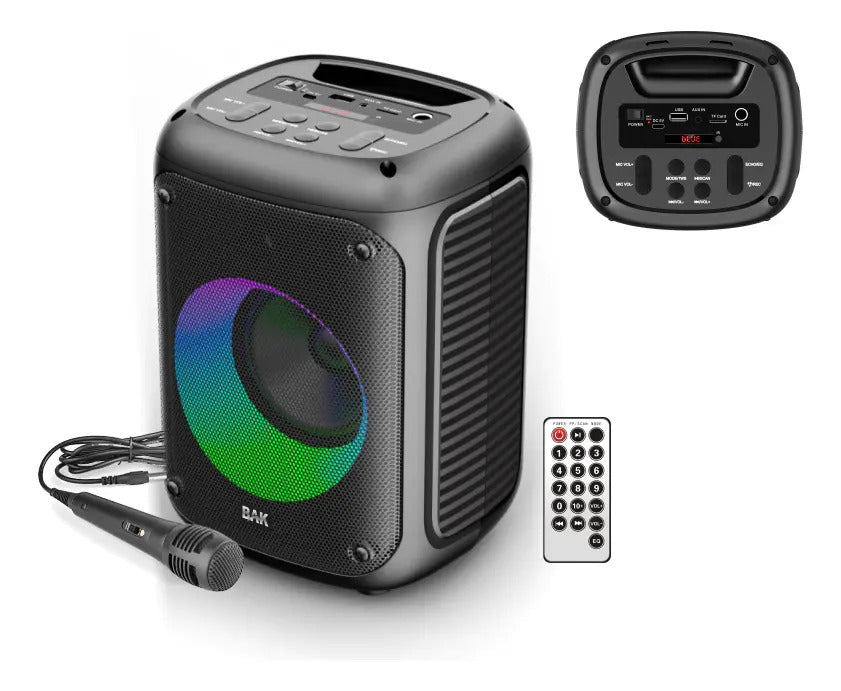 Caixa De Som Bluetooth C/ Microfone Radio 10w Bk-111sw - Bak Preto 127/220v