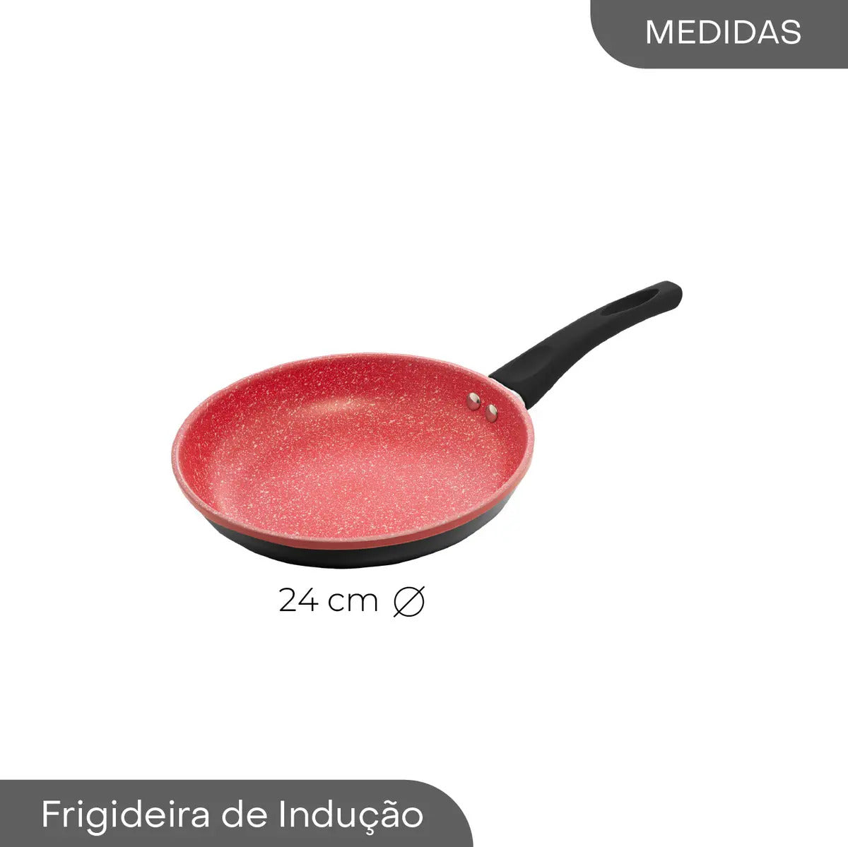Frigideira De Indução Em Alumínio Com Revestimento Cerâmico Grande Indução Chef Pro Vermelha 24cm Lyor Vermelho
