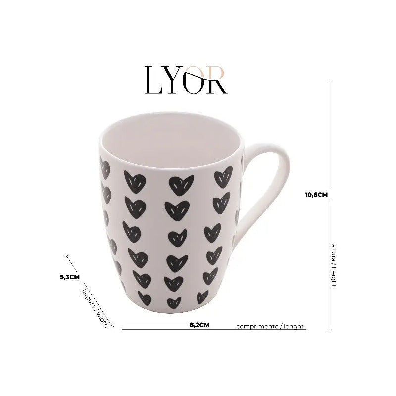 Caneca De Porcelana Cute Hearts 350ml - Lyor