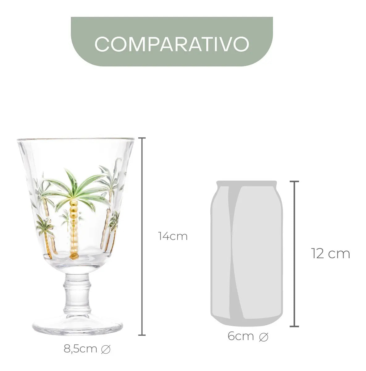 6 Taças De Cristal Verde 240ml Palm Hand Painting - Lyor