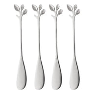 4 Espátulas Lyor Leaves De Aço Inox Prata Prateado