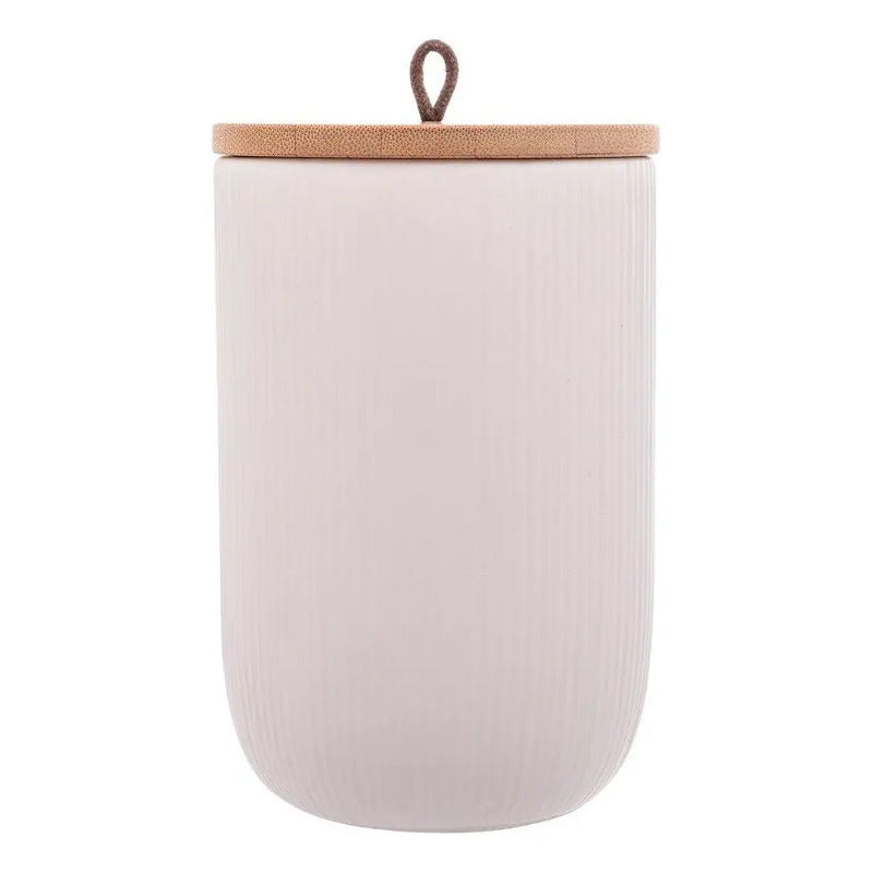 Potiche Lyor Lines De Ceramica Branco 10cm X 10cm X 15cm Branco