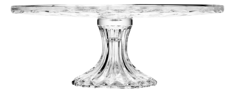 Prato Para Bolo Diamond De Cristal Com Pé Lyor 31cm X 14,5cm Transparente