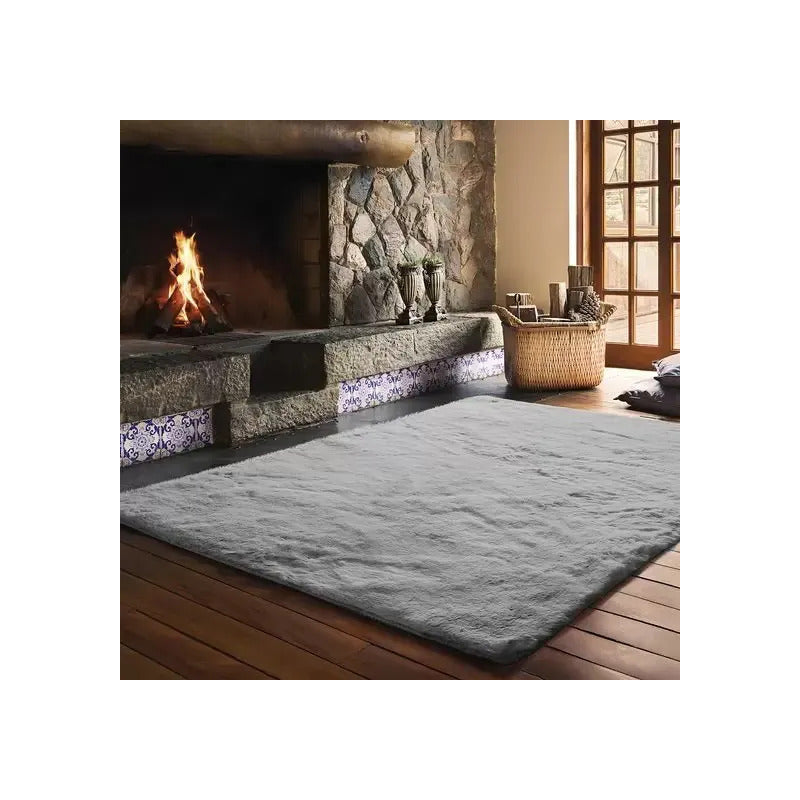 Tapete Pele De Coelho Antiderrapante Melody 200x250 Cinza 2.5 M 2 M Cinza