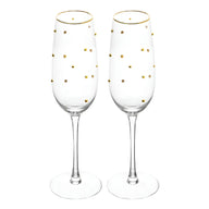 Cj 2 Taças P Champanhe Balls Fio Ouro 220ml Vidro Wolff