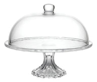 Prato Para Bolo De Cristal Com Pé E Tampa Diamond 31cm X 31cm X 23,5cm - Lyor Transparente