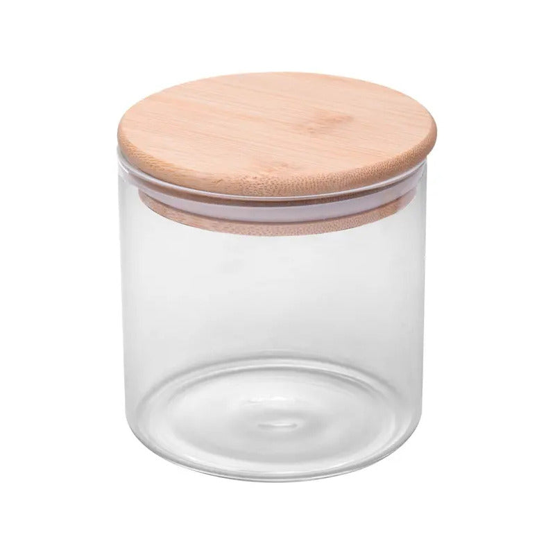 Porta Temperos De Vidro Borossilicato Com Tampa Hermética E Suporte Rack Em Bambu Conjunto Com 8 Potes 120ml/500ml - Wolff Incolor