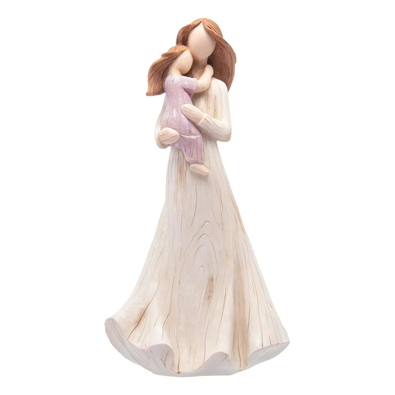 Escultura Decorativa Mãe E Filha Em Resina 24,5cm Multicolor