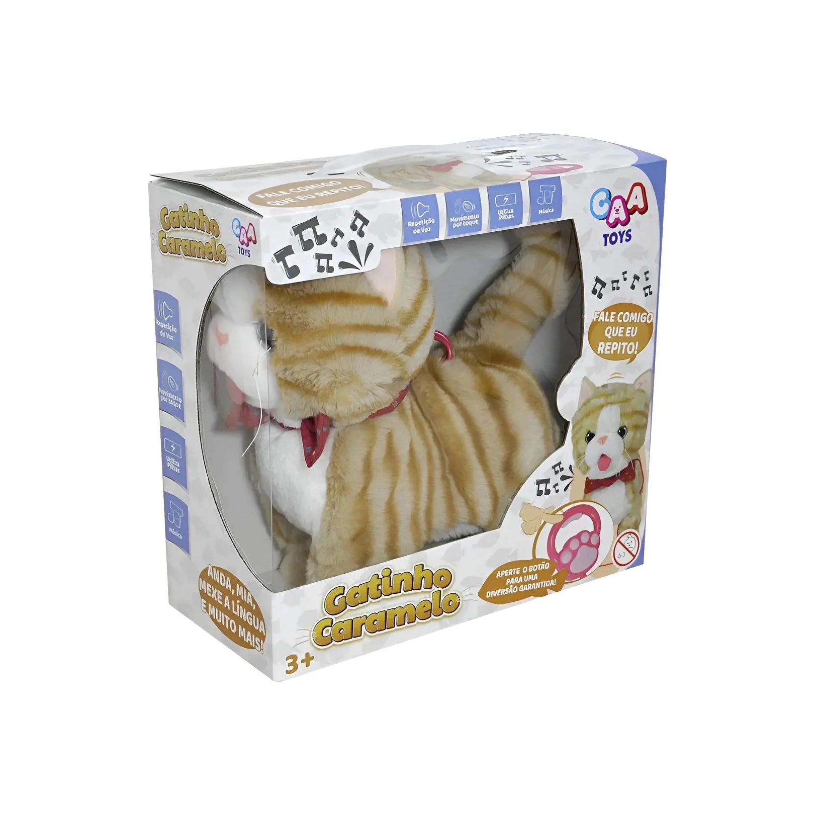 Gato De Pelúcia Falante Caramelo - Fale Que Repito Marrom-claro