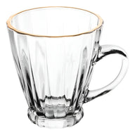 Conjunto 4 Xícaras Café Vidro Fio Ouro Radial 160ml Lyor Transparente Liso