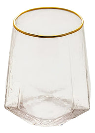 2 Copos Baixos Com Borda Dourada Wolff Taj De Cristal 550ml