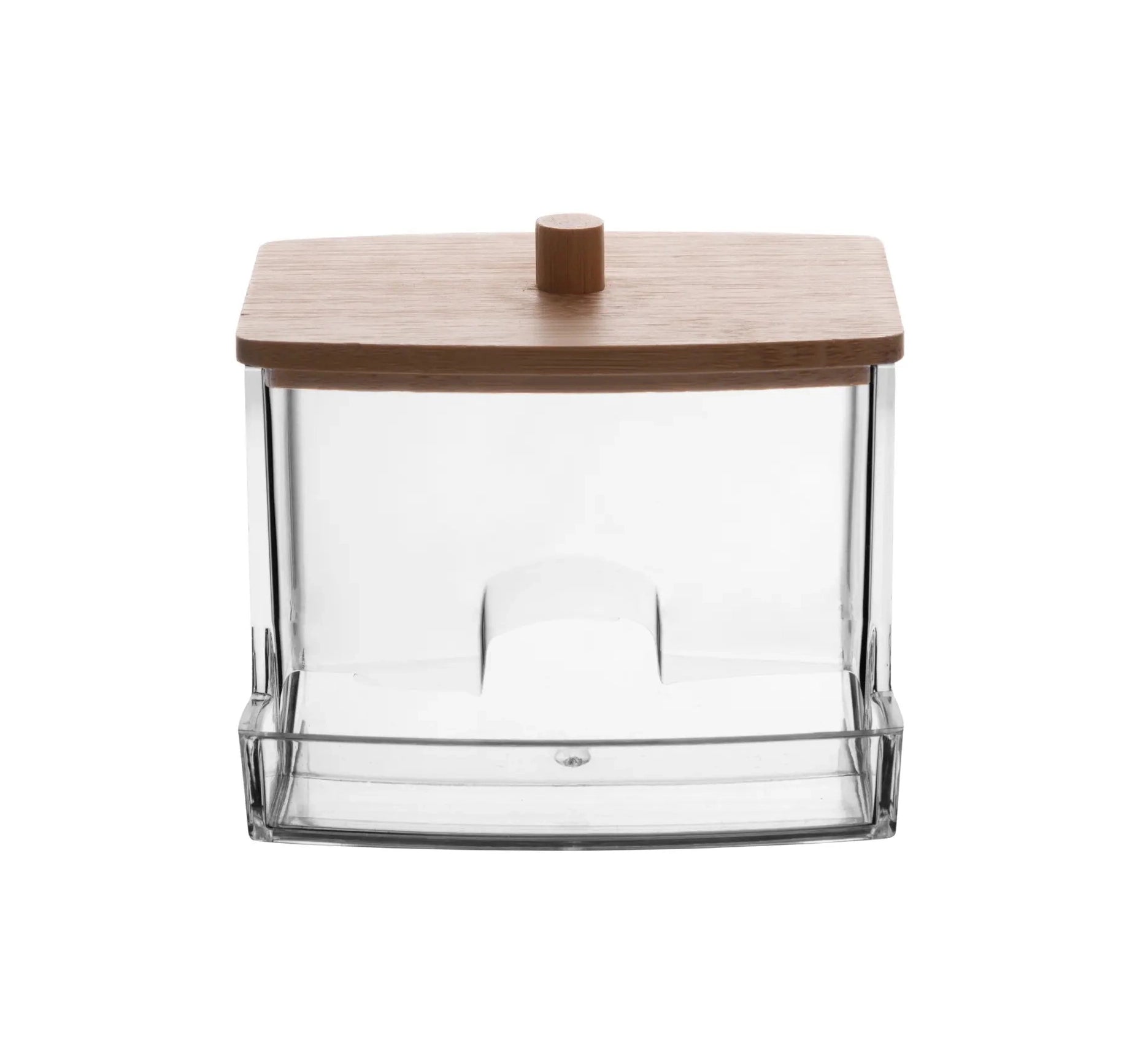 Porta Cotonete Com Tampa De Bambu 5989 Cor Incolor