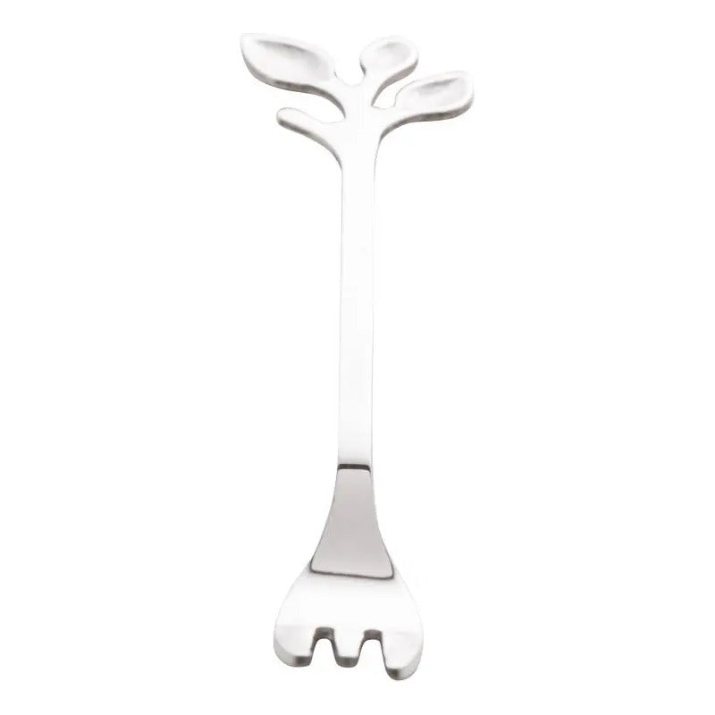 4 Garfos Para Aperitivo Lyor Leaves Prata De Aço Inox
