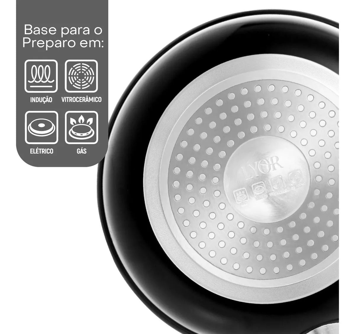 Frigideira De Indução Em Alumínio Com Revestimento Cerâmico Grande Indução Chef Pro Vermelha 24cm Lyor Vermelho