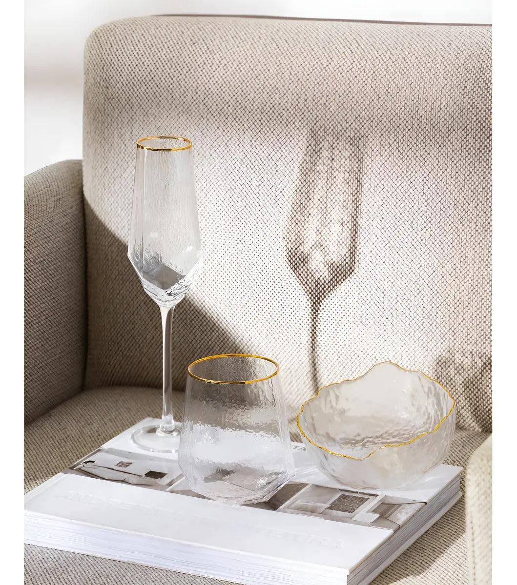 2 Taças Cristal Champagne 300ml Borda Dourada Taj Wolff