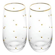 2 Copos Balls Fio De Ouro 300ml Vidro Wolff Incolor