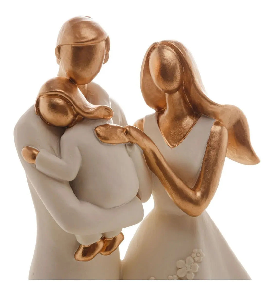 Escultura Família: Mamãe E Papai Segurando Filha Cor Branco Branco