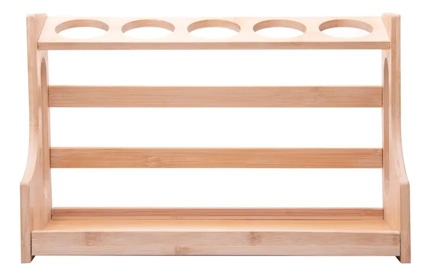 Porta Temperos De Vidro Borossilicato Com Tampa Hermética E Suporte Rack Em Bambu Conjunto Com 8 Potes 120ml/500ml - Wolff Incolor