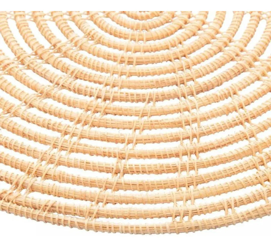 Kit 04 Lugar Americano De Fibra Natural Palm 35cm - Lyor Palha Liso