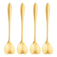 4 Colheres De Chá Lyor Heart Dourado De Aço Inox Dourado
