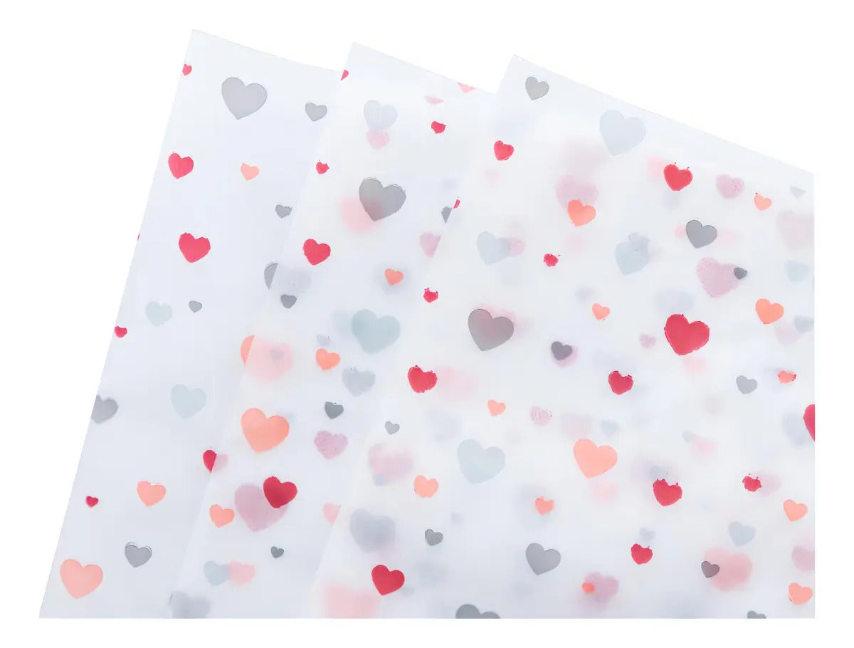 50 Unidades De Papel Manteiga Lyor Emtampado Heart 24,5cm