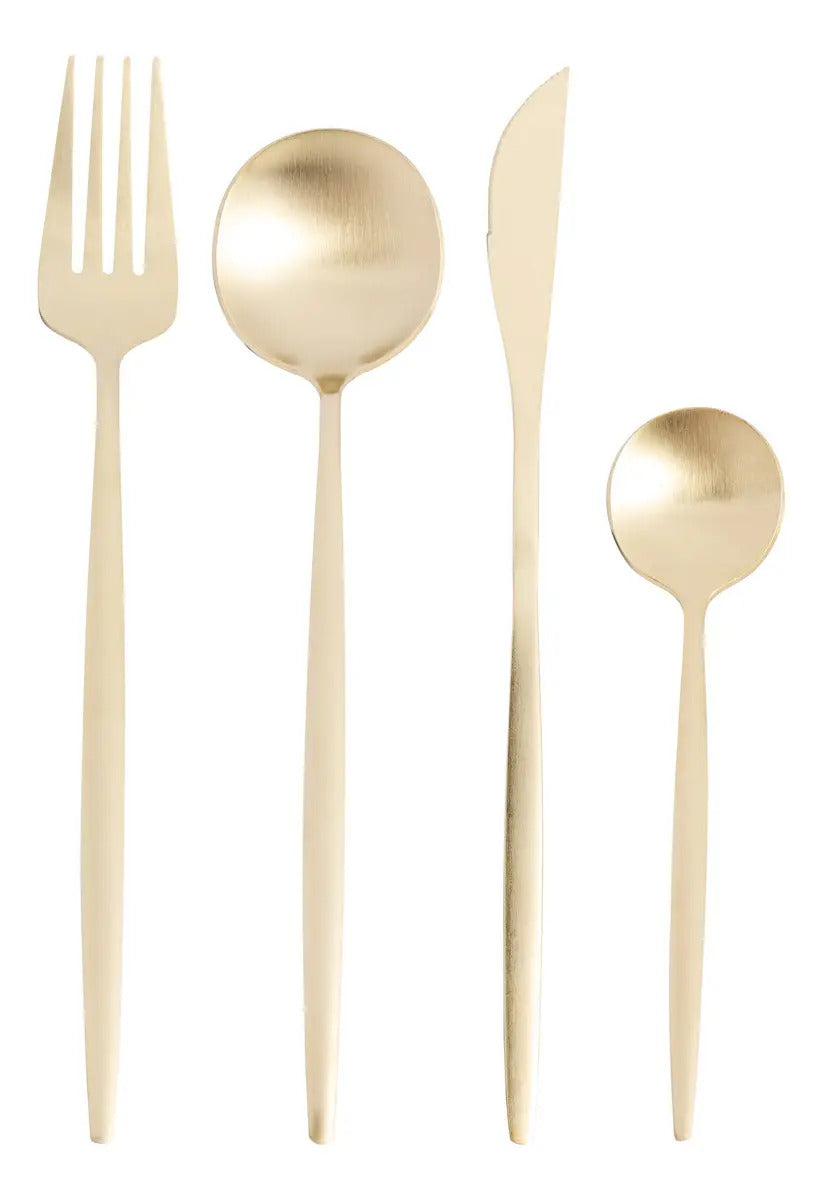 Faqueiro Dourado Ópera Lyor 16 Peças Talheres Minimalistas Dourado
