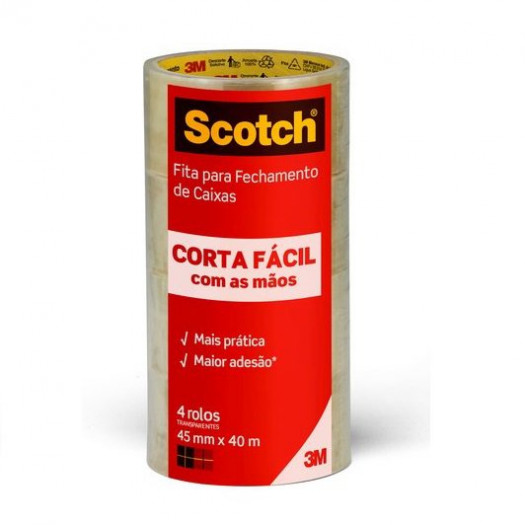 Fita Adesiva Transparente - Scotch Corta Fácil - 3M