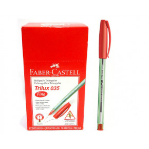 Caneta Esferográfica Vermelha - Trilux 035 Fine - Faber-Castell