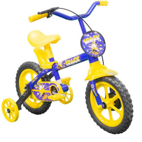 Bicicleta Infantil Aro 12 Arco Iris Azul\/amarelo - Unidade