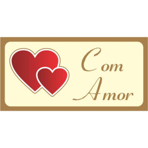 Etiqueta Para Presente Com Amor Retangular Vermelho - Ct.c/100